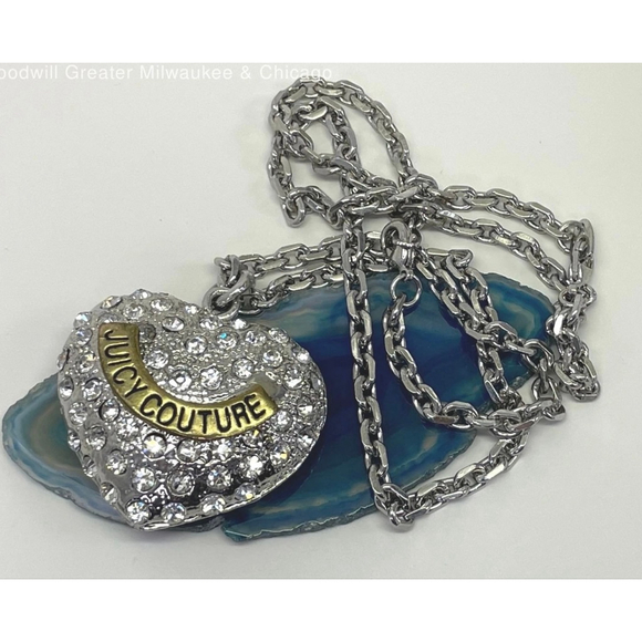 Juicy Couture Jewelry - Juicy Couture Icy Pave Large Heart Pendant Silver Tone Fashion Necklace 1845